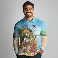 Personalized Hawaii Golf Christmas Long Sleeve Polo Shirt Mele Kalikimaka Funny Golfer Santa - Polynesian Pride