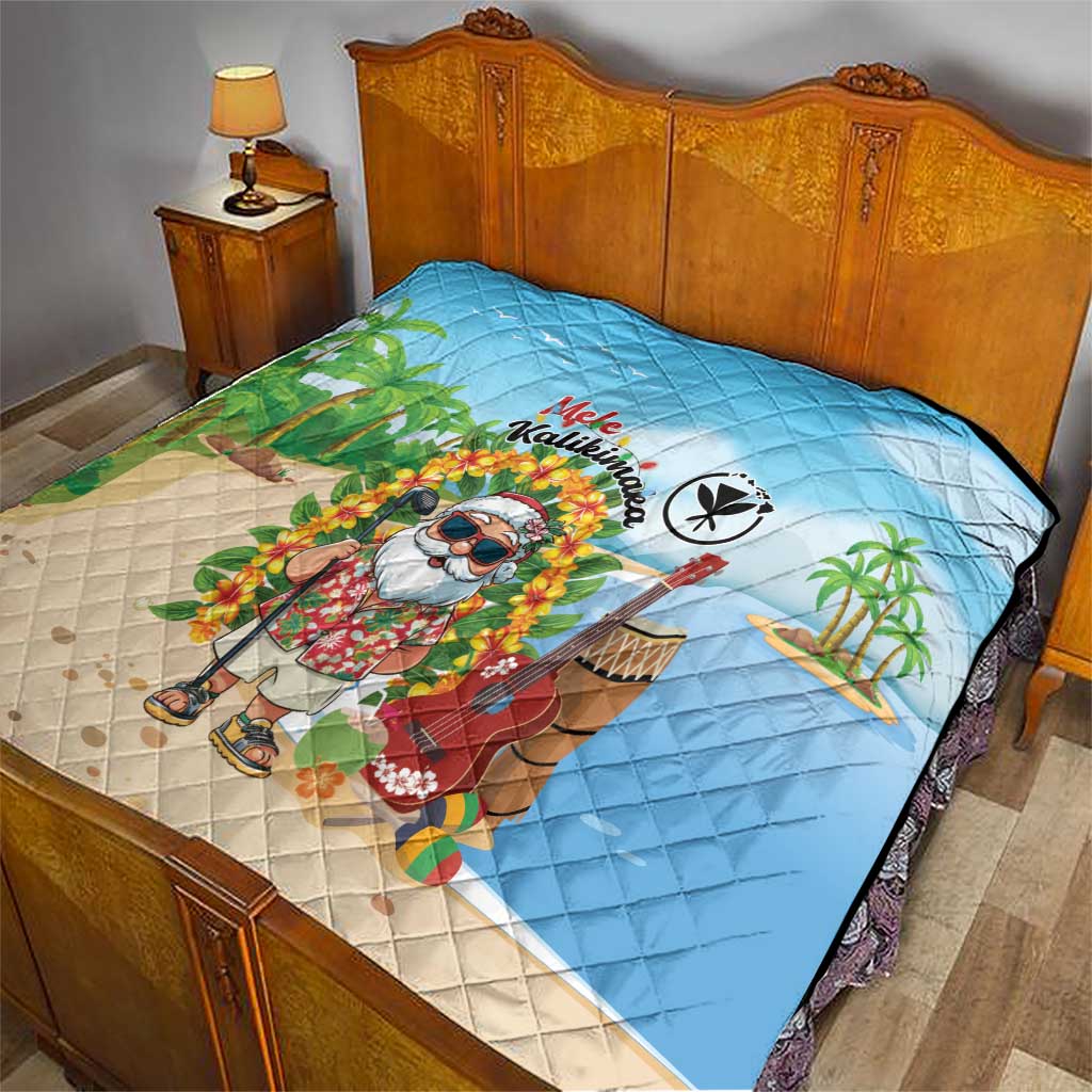 Hawaii Golf Christmas Quilt Mele Kalikimaka Funny Golfer Santa - Polynesian Pride