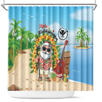 Hawaii Golf Christmas Shower Curtain Mele Kalikimaka Funny Golfer Santa - Polynesian Pride