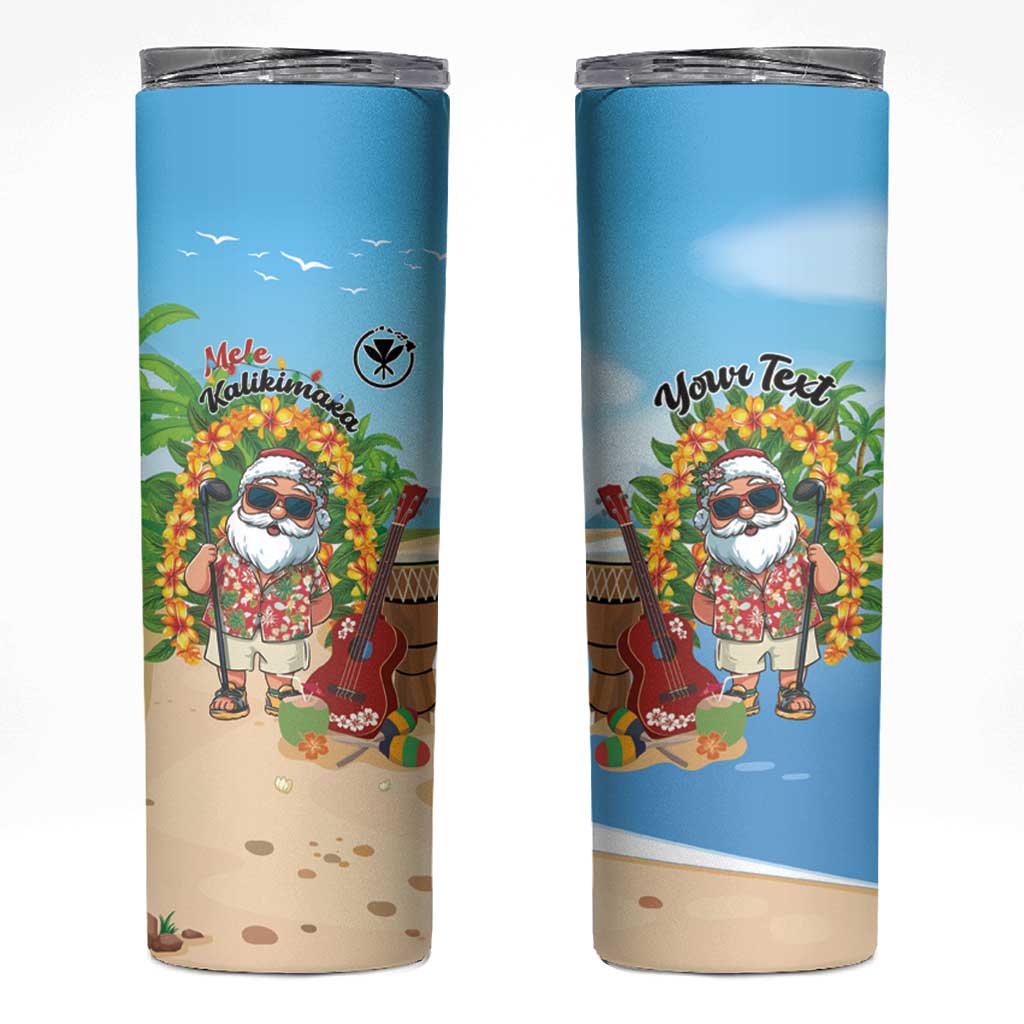 Personalized Hawaii Golf Christmas Skinny Tumbler Mele Kalikimaka Funny Golfer Santa - Polynesian Pride