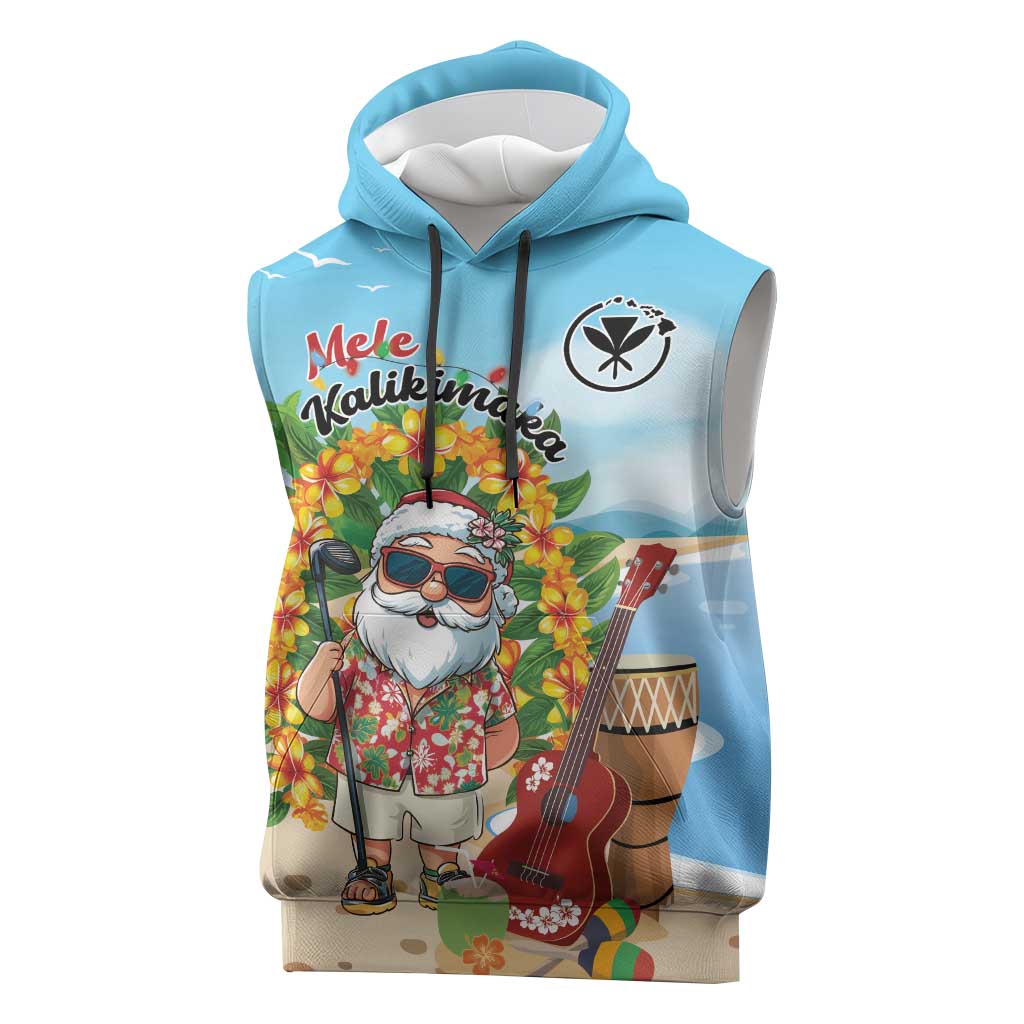 Personalized Hawaii Golf Christmas Sleeveless Hoodie Mele Kalikimaka Funny Golfer Santa - Polynesian Pride