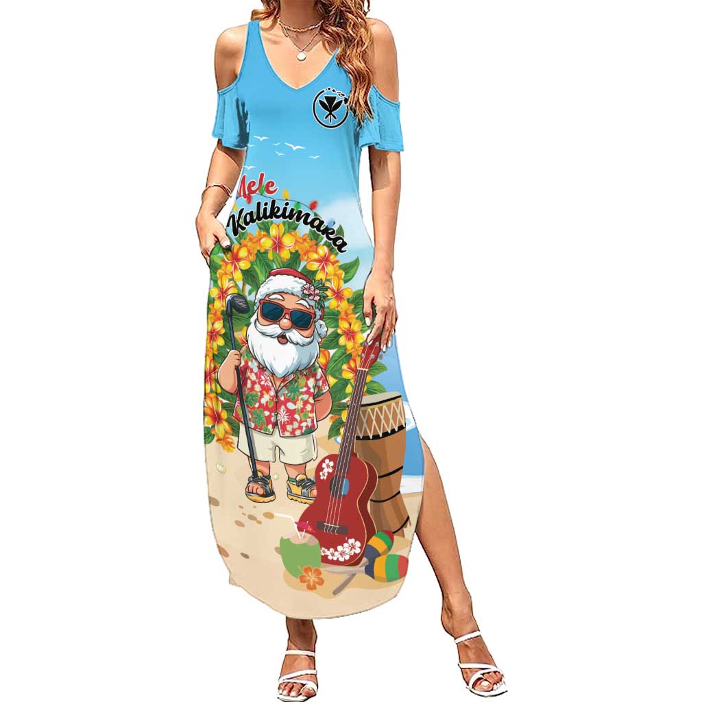 Personalized Hawaii Golf Christmas Summer Maxi Dress Mele Kalikimaka Funny Golfer Santa - Polynesian Pride