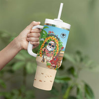 Personalized Hawaii Golf Christmas Tumbler With Handle Mele Kalikimaka Funny Golfer Santa - Polynesian Pride