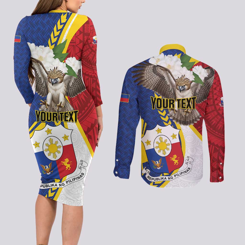Personalized Philippines Couples Matching Long Sleeve Bodycon Dress and Long Sleeve Button Shirt Filipino Araw ng Kalayaan LT01 - Polynesian Pride