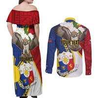 Personalized Philippines Couples Matching Off Shoulder Maxi Dress and Long Sleeve Button Shirt Filipino Araw ng Kalayaan LT01 - Polynesian Pride