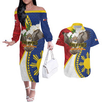 Personalized Philippines Couples Matching Off The Shoulder Long Sleeve Dress and Hawaiian Shirt Filipino Araw ng Kalayaan LT01 Multicolor - Polynesian Pride