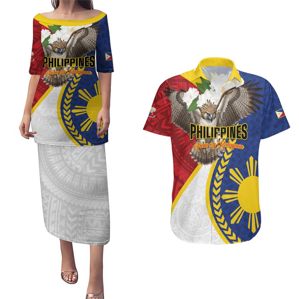 Personalized Philippines Couples Matching Puletasi and Hawaiian Shirt Filipino Araw ng Kalayaan