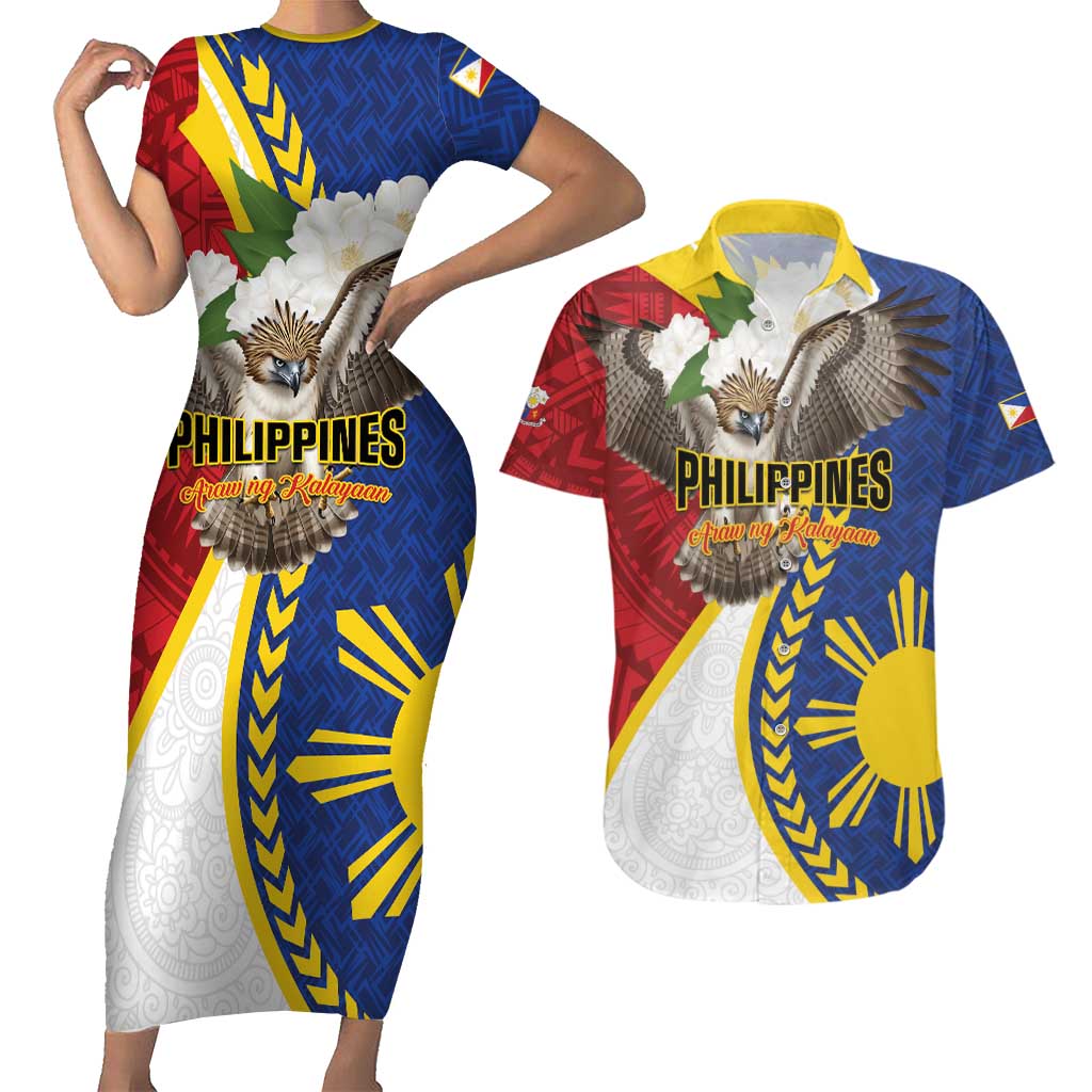 Personalized Philippines Couples Matching Short Sleeve Bodycon Dress and Hawaiian Shirt Filipino Araw ng Kalayaan