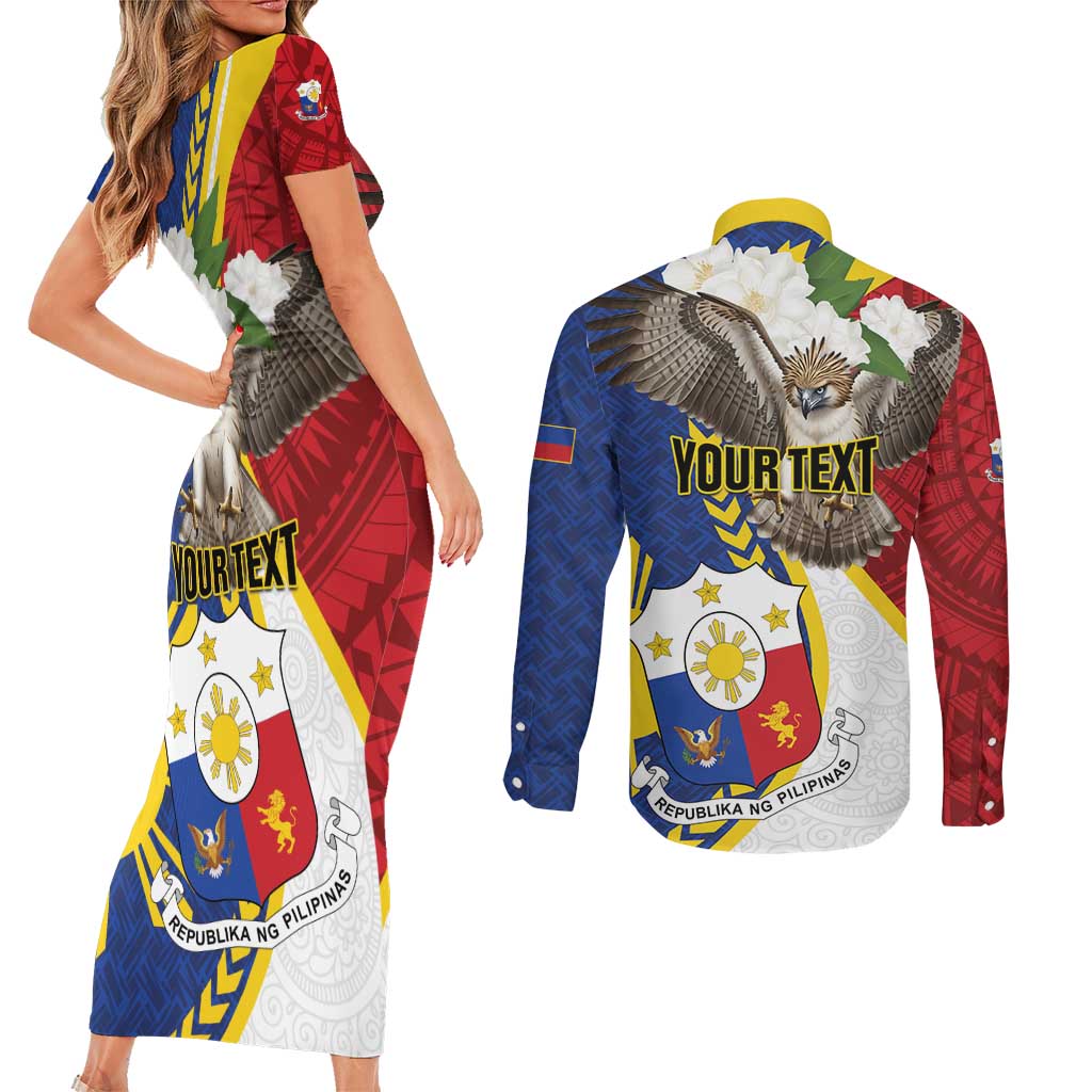 Personalized Philippines Couples Matching Short Sleeve Bodycon Dress and Long Sleeve Button Shirt Filipino Araw ng Kalayaan LT01 - Polynesian Pride