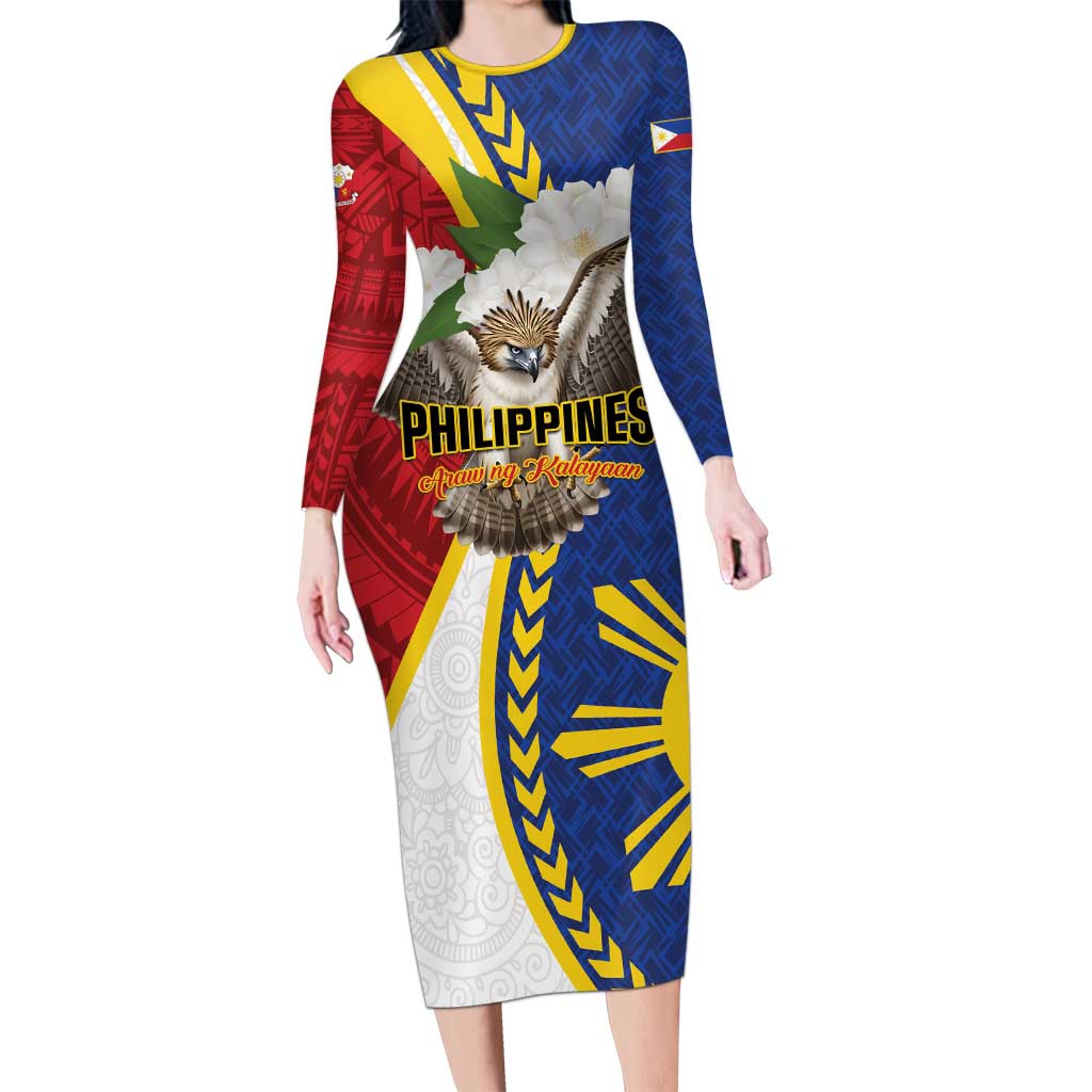Personalized Philippines Family Matching Long Sleeve Bodycon Dress and Hawaiian Shirt Filipino Araw ng Kalayaan LT01 Mom's Dress Multicolor - Polynesian Pride