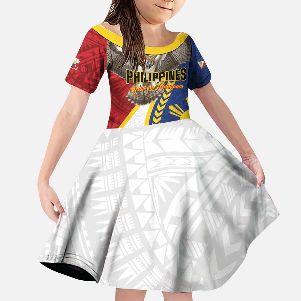 Personalized Philippines Family Matching Mermaid Dress and Hawaiian Shirt Filipino Araw ng Kalayaan LT01 Daughter's Dress Multicolor - Polynesian Pride