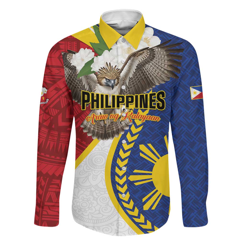 Personalized Philippines Family Matching Mermaid Dress and Hawaiian Shirt Filipino Araw ng Kalayaan LT01 Dad's Shirt - Long Sleeve Multicolor - Polynesian Pride