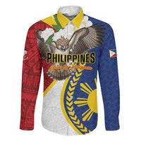 Personalized Philippines Family Matching Off Shoulder Maxi Dress and Hawaiian Shirt Filipino Araw ng Kalayaan LT01 Dad's Shirt - Long Sleeve Multicolor - Polynesian Pride
