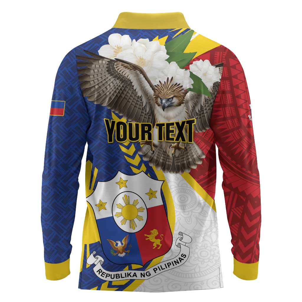 Personalized Philippines Long Sleeve Polo Shirt Filipino Araw ng Kalayaan LT01 - Polynesian Pride