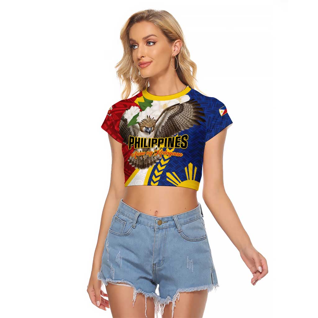 Personalized Philippines Raglan Cropped T Shirt Filipino Araw ng Kalayaan LT01 Female Multicolor - Polynesian Pride