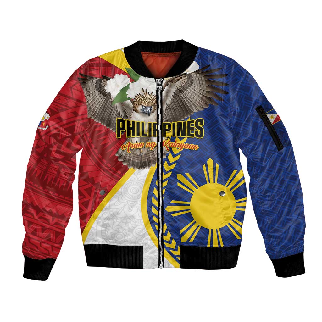Personalized Philippines Sleeve Zip Bomber Jacket Filipino Araw ng Kalayaan LT01 Unisex Multicolor - Polynesian Pride
