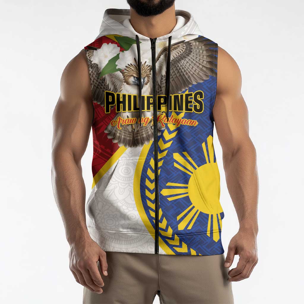 Personalized Philippines Sleeveless Zip Hoodie Filipino Araw ng Kalayaan LT01 - Polynesian Pride