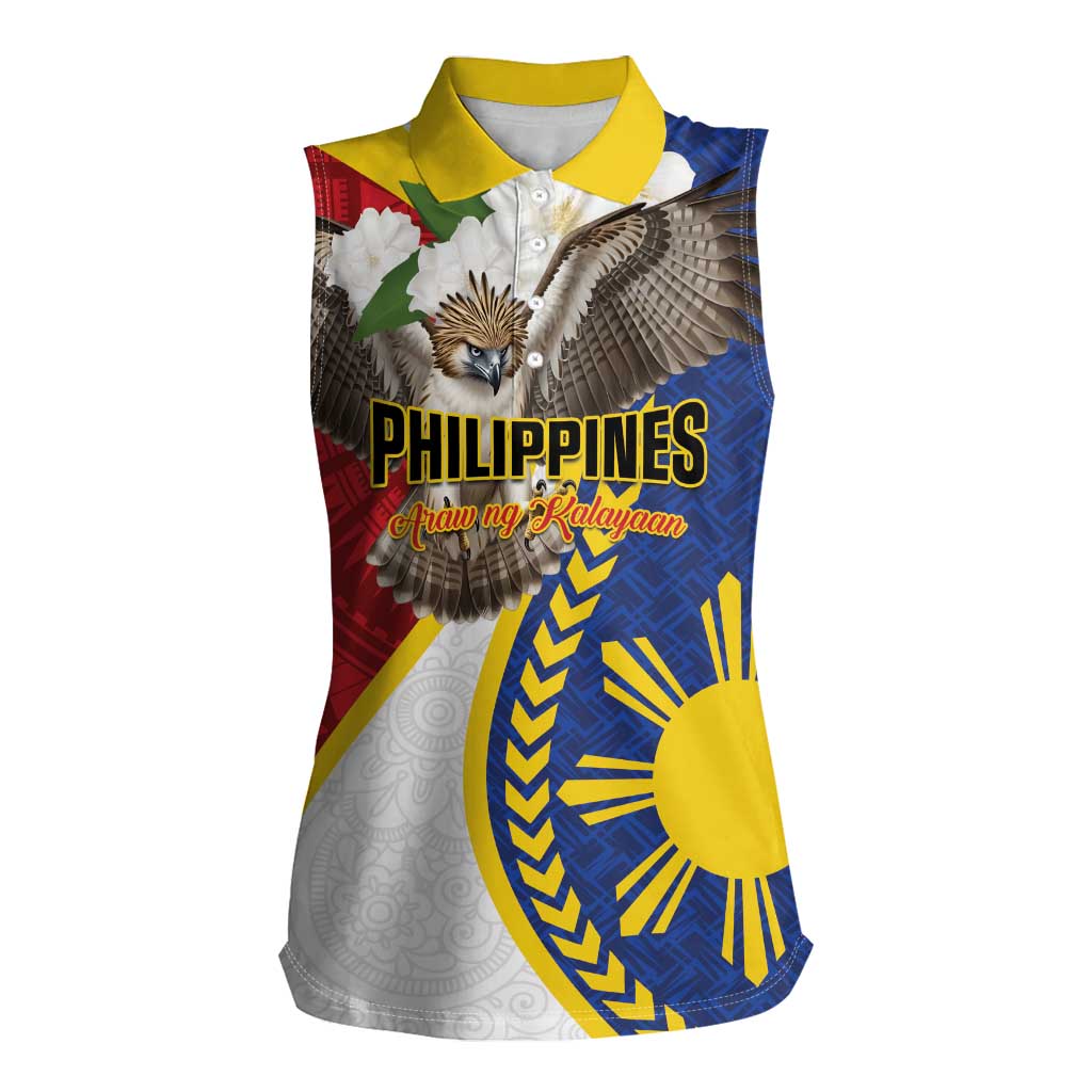 Personalized Philippines Women Sleeveless Polo Shirt Filipino Araw ng Kalayaan