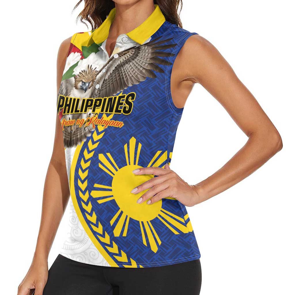Personalized Philippines Women Sleeveless Polo Shirt Filipino Araw ng Kalayaan LT01 - Polynesian Pride