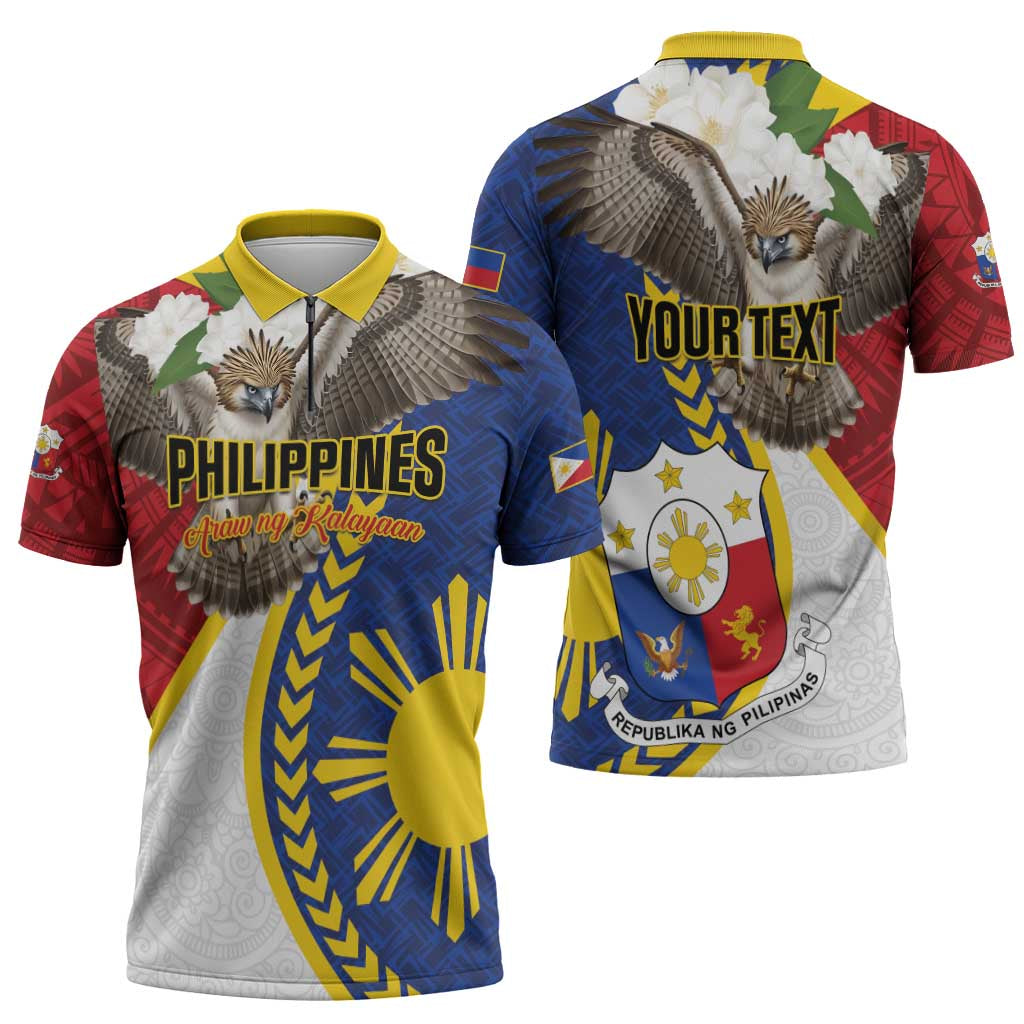 Personalized Philippines Zipper Polo Shirt Filipino Araw ng Kalayaan LT01 - Polynesian Pride