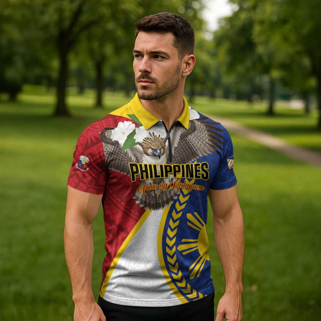 Personalized Philippines Zipper Polo Shirt Filipino Araw ng Kalayaan LT01 - Polynesian Pride
