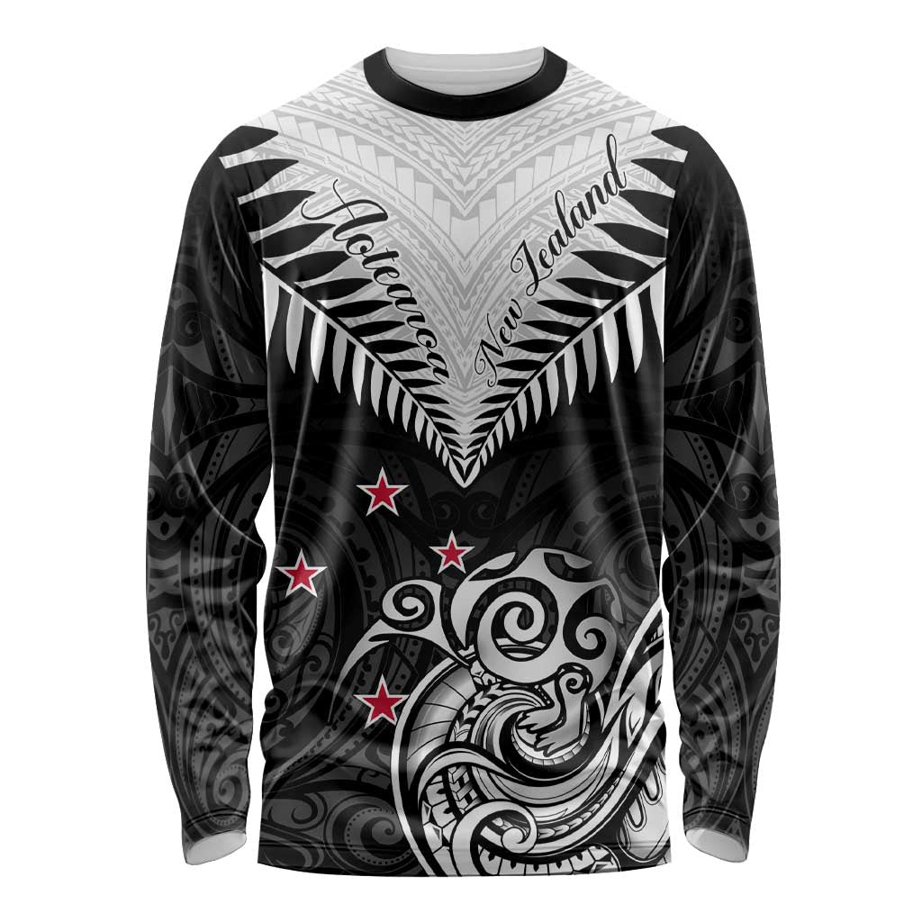 New Zealand Long Sleeve Shirt Aotearoa Maori Kiwi Black Fern LT01 Unisex Black - Polynesian Pride