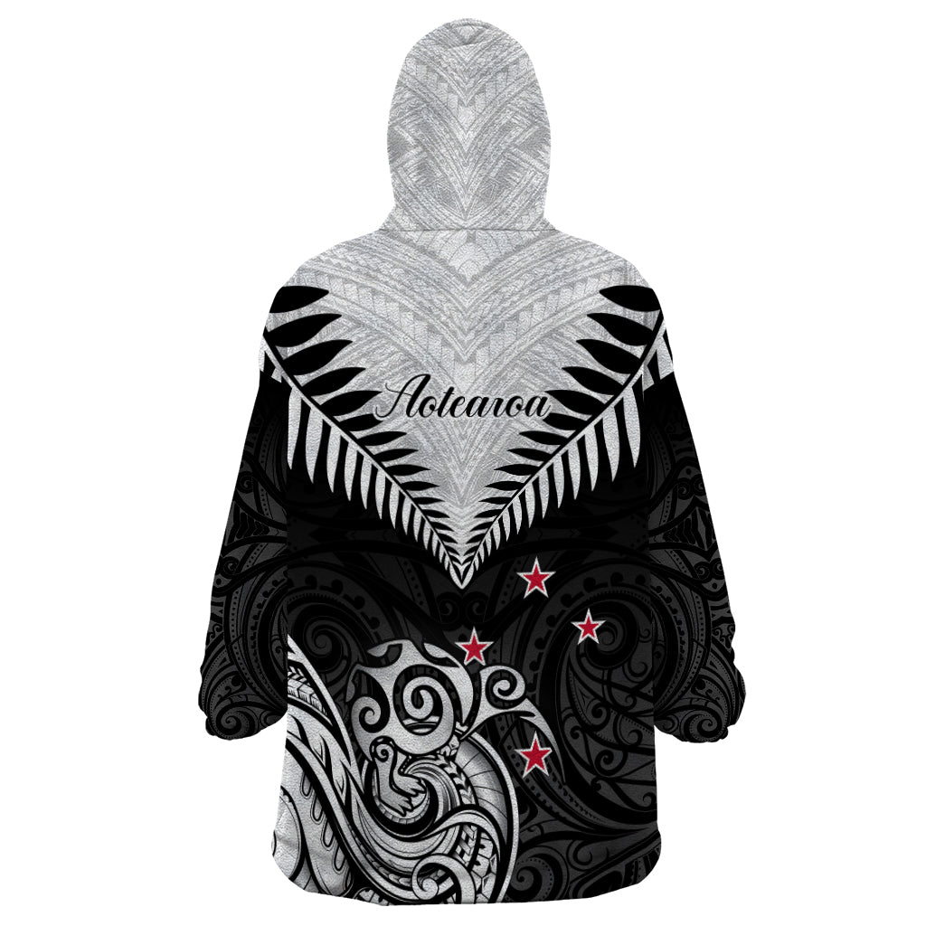 New Zealand Wearable Blanket Hoodie Aotearoa Maori Kiwi Black Fern LT01 - Polynesian Pride