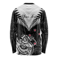 Personalised New Zealand Long Sleeve Shirt Aotearoa Maori Kiwi Black Fern LT01 - Polynesian Pride