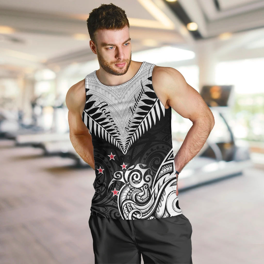 Personalised New Zealand Men Tank Top Aotearoa Maori Kiwi Black Fern LT01 - Polynesian Pride