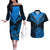 Personalised New Zealand Couples Matching Off The Shoulder Long Sleeve Dress and Hawaiian Shirt Aotearoa Blue Maori Kiwi Blue Fern LT01 Blue - Polynesian Pride