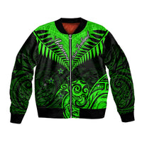 Personalised New Zealand Bomber Jacket Aotearoa Maori Kiwi Green Fern LT01 Unisex Green - Polynesian Pride