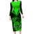 Personalised New Zealand Long Sleeve Bodycon Dress Aotearoa Maori Kiwi Green Fern LT01 Long Dress Green - Polynesian Pride