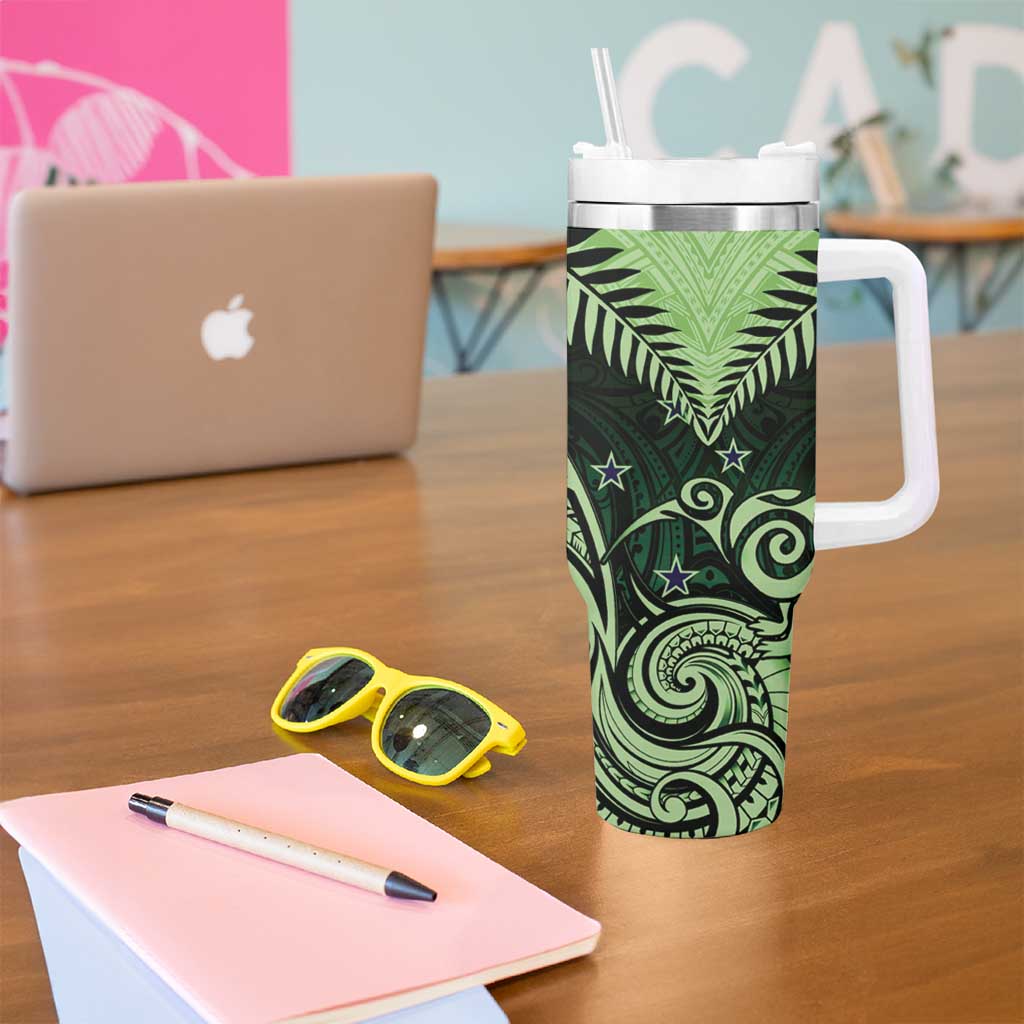 New Zealand Tumbler With Handle Aotearoa Maori Kiwi Green Fern