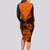 Personalised New Zealand Long Sleeve Bodycon Dress Aotearoa Maori Kiwi Orange Fern LT01 - Polynesian Pride