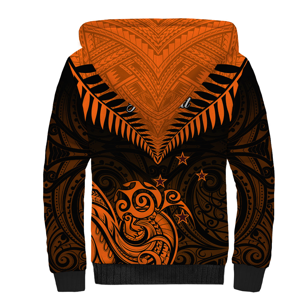 Personalised New Zealand Sherpa Hoodie Aotearoa Maori Kiwi Orange Fern LT01 - Polynesian Pride
