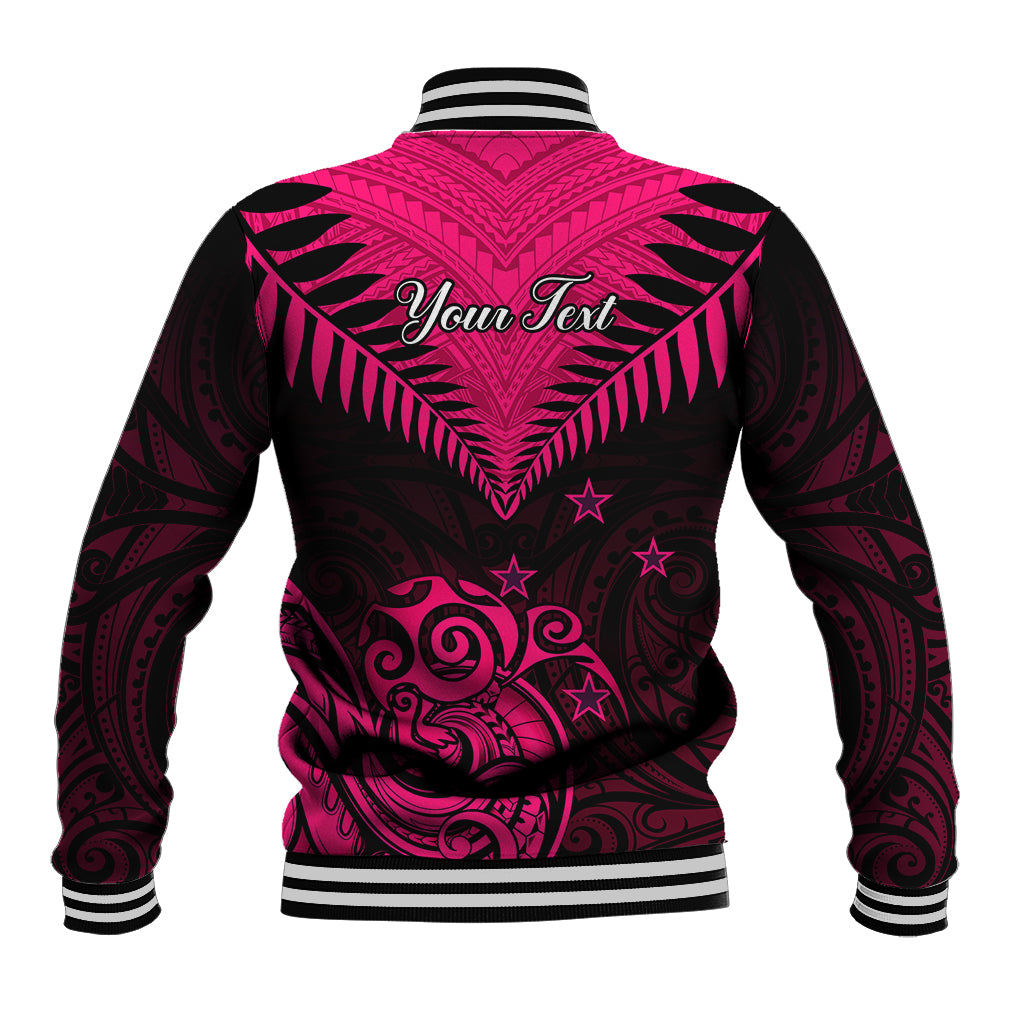 Personalised Aotearoa Baseball Jacket Maori Kiwi Pink Fern LT01 - Polynesian Pride