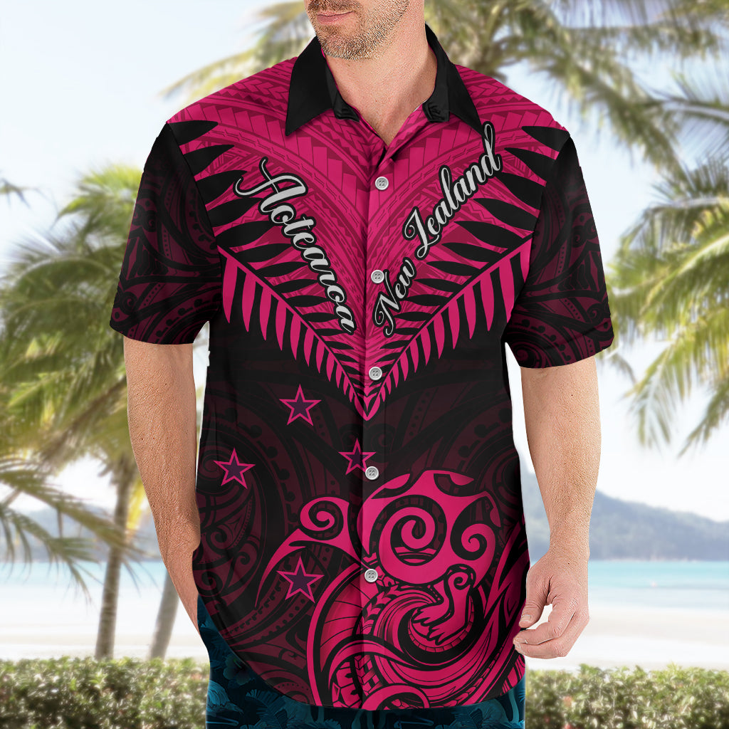 Personalised Aotearoa Hawaiian Shirt Maori Kiwi Pink Fern LT01 - Polynesian Pride