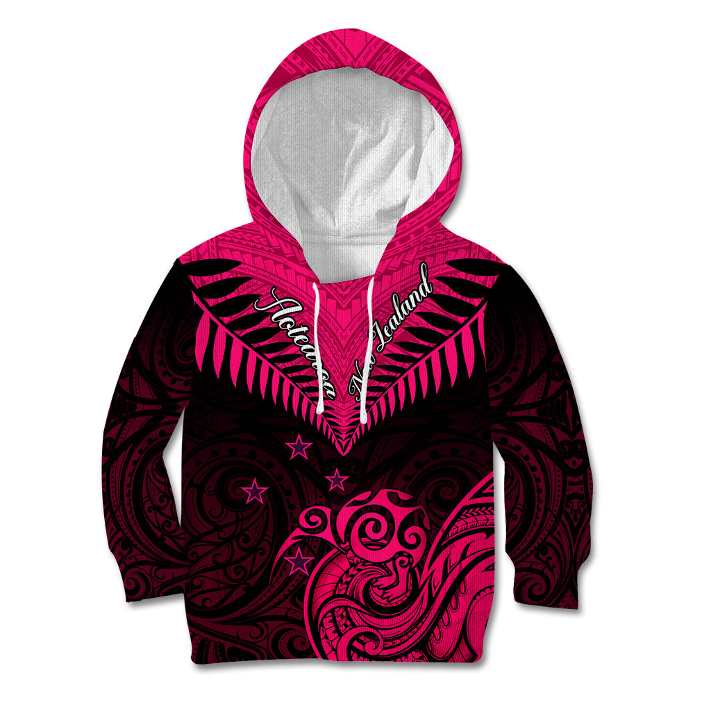 Personalised Aotearoa Kid Hoodie Maori Kiwi Pink Fern LT01 Hoodie Pink - Polynesian Pride