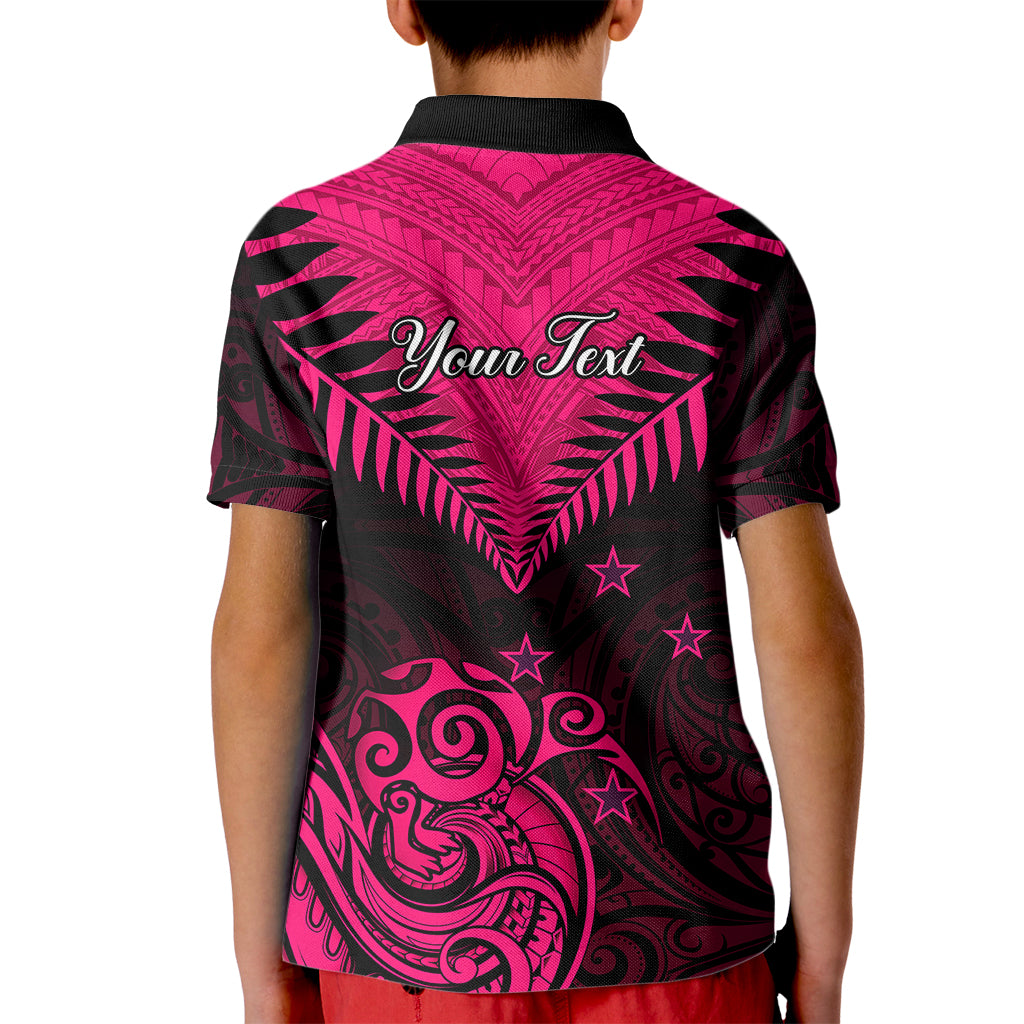 Personalised Aotearoa Kid Polo Shirt Maori Kiwi Pink Fern LT01 - Polynesian Pride