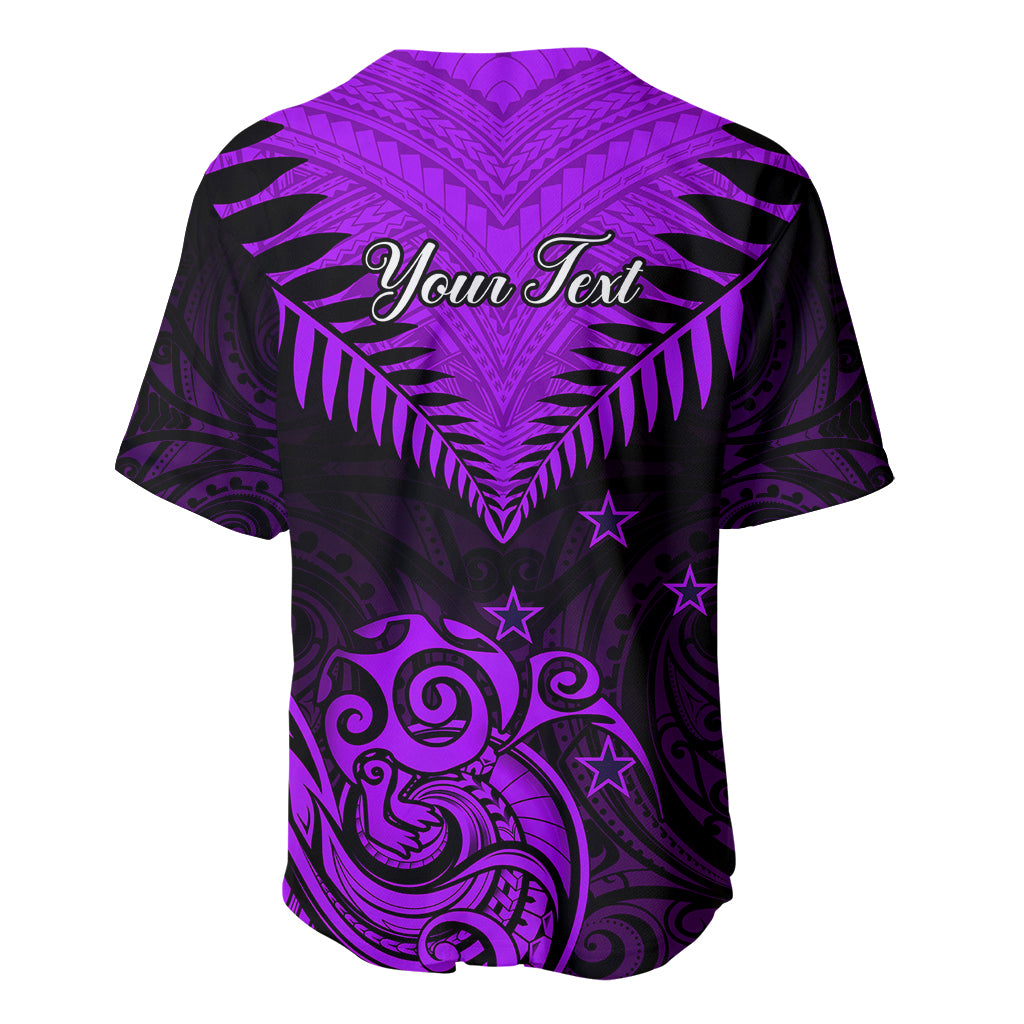 Personalised Aotearoa Baseball Jersey Maori Kiwi Purple Fern LT01 - Polynesian Pride