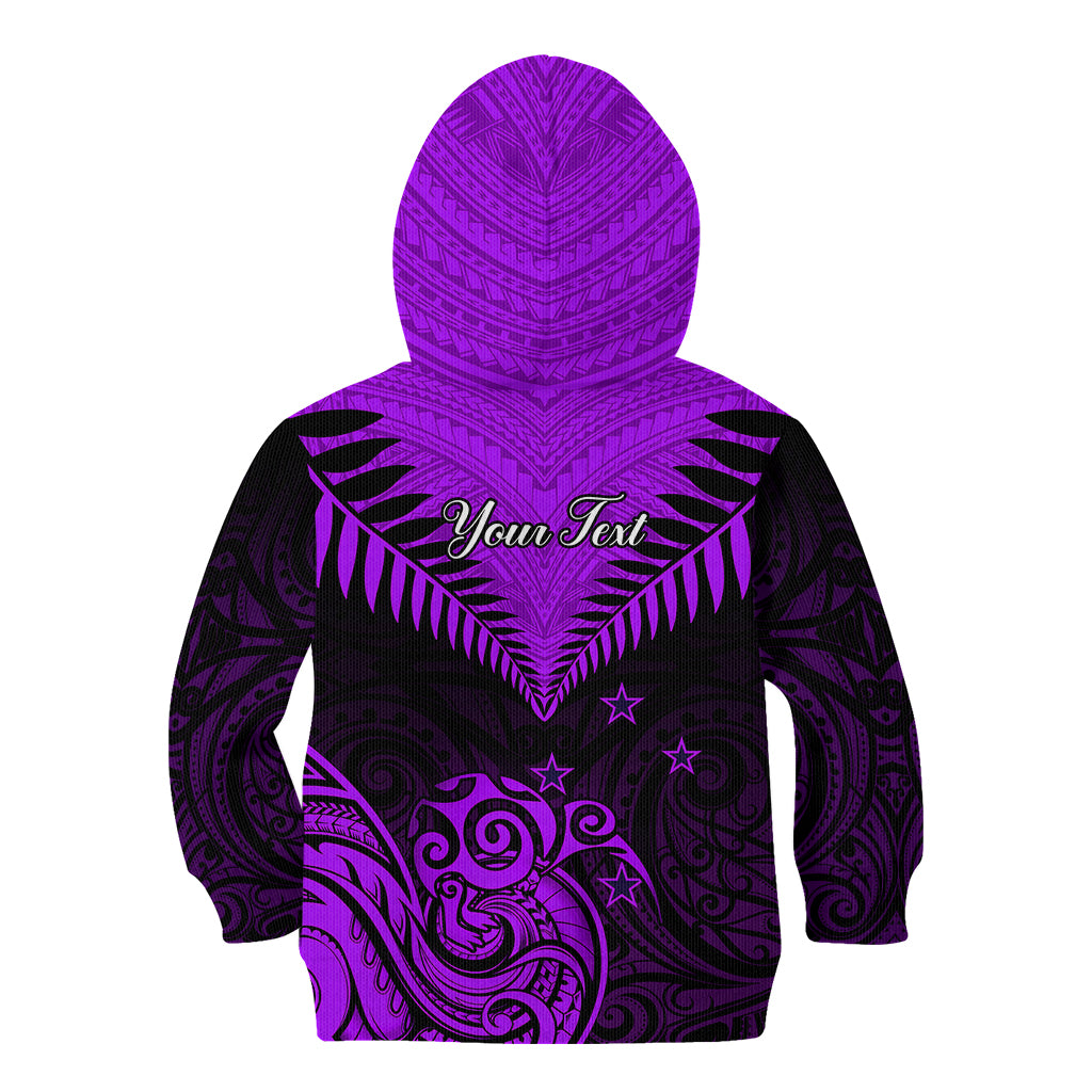 Personalised Aotearoa Kid Hoodie Maori Kiwi Purple Fern LT01 - Polynesian Pride
