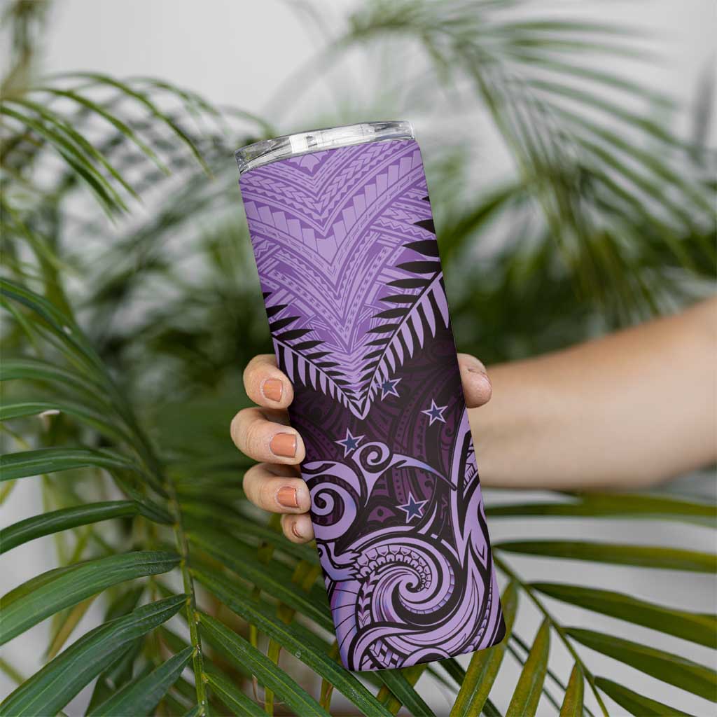 Aotearoa Skinny Tumbler Maori Kiwi Purple Fern