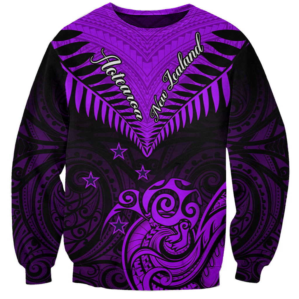 Personalised Aotearoa Sweatshirt Maori Kiwi Purple Fern LT01 Unisex Purple - Polynesian Pride