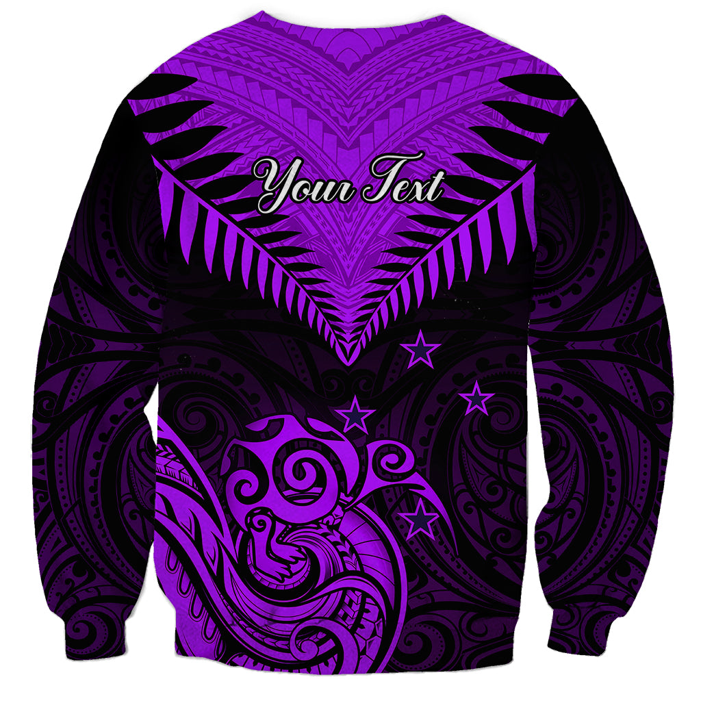 Personalised Aotearoa Sweatshirt Maori Kiwi Purple Fern LT01 - Polynesian Pride