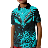 Personalised Aotearoa Kid Polo Shirt Maori Kiwi Turquoise Fern LT01 Kid Turquoise - Polynesian Pride