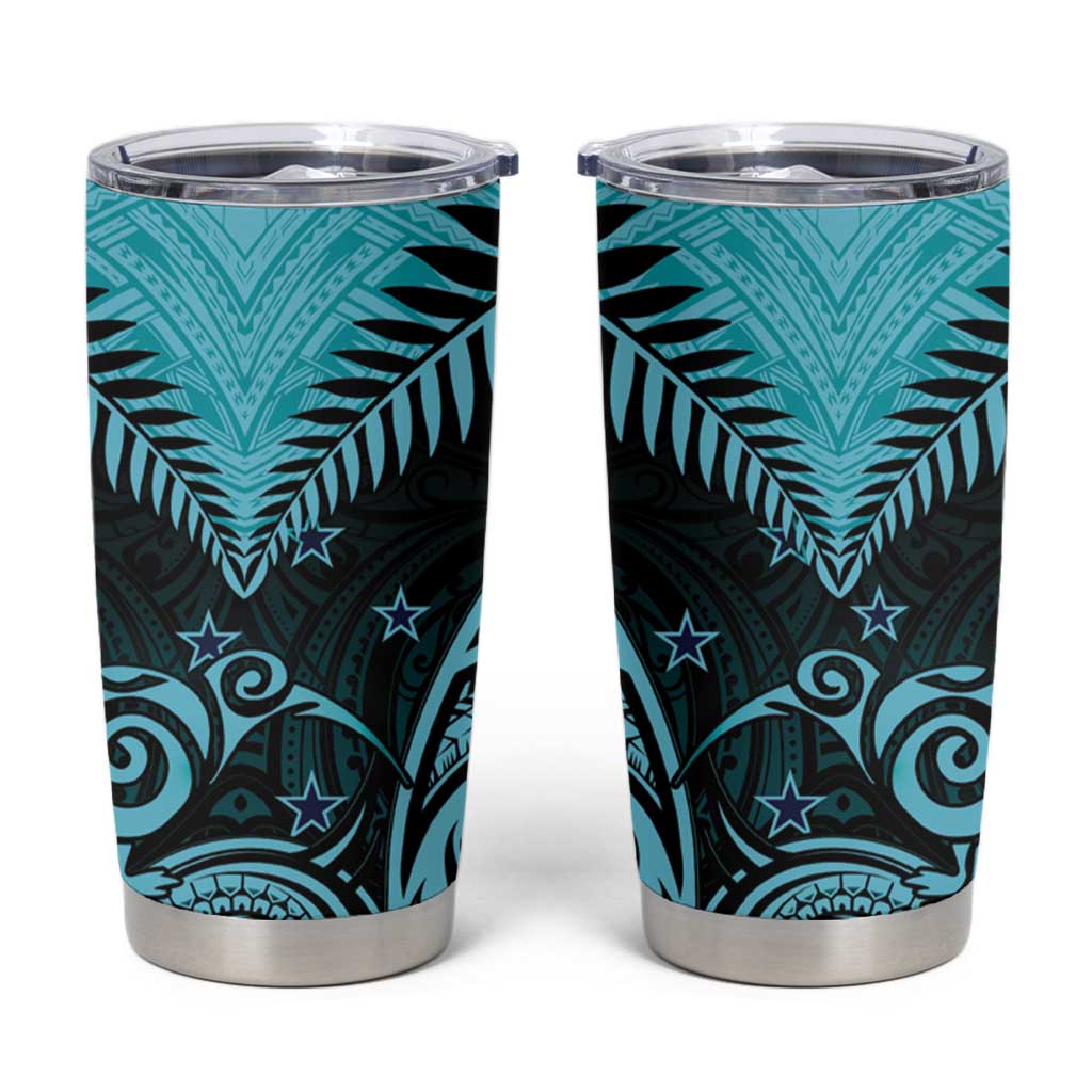 Aotearoa Tumbler Cup Maori Kiwi Turquoise Fern