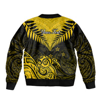 Personalised Aotearoa Bomber Jacket Maori Kiwi Yellow Fern LT01 - Polynesian Pride