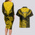 Personalised Aotearoa Couples Matching Long Sleeve Bodycon Dress and Hawaiian Shirt Maori Kiwi Yellow Fern LT01 - Polynesian Pride