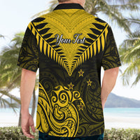 Personalised Aotearoa Hawaiian Shirt Maori Kiwi Yellow Fern LT01 - Polynesian Pride