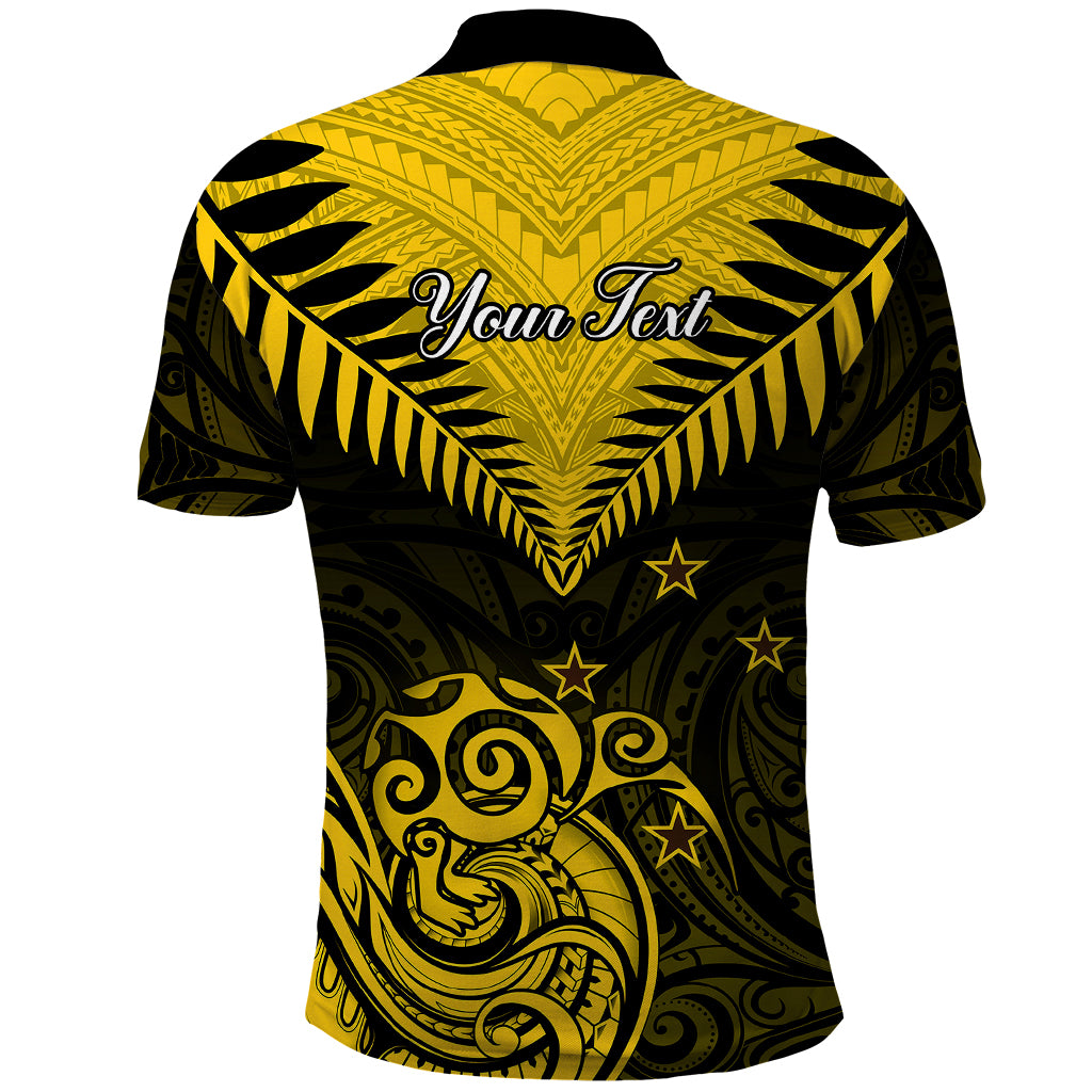 Personalised Aotearoa Polo Shirt Maori Kiwi Yellow Fern LT01 - Polynesian Pride